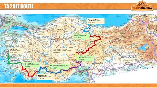 Mappa percorso TransAnatolia 2017