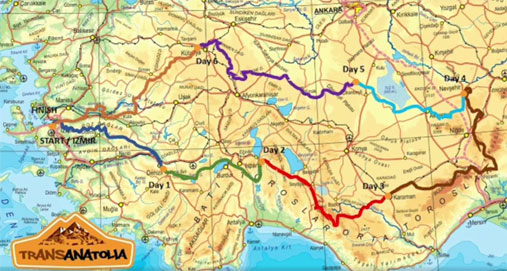 Mappa percorso TransAnatolia 2018