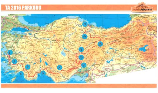 Mappa percorso TransAnatolia 2016